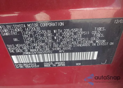 2008 Toyota Rav4 Sport V6 from USA, damaged, VIN JTMBK32V186035992